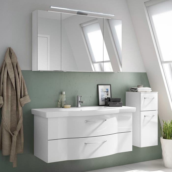 Pelipal Serie 6005 Badmöbel-Set 165,5 cm, inkl. Spiegelschrank und Highboard