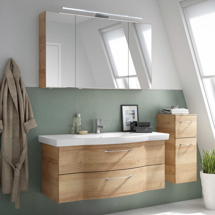 Pelipal Serie 6005 Badmöbel-Set 165,5 cm, inkl. Spiegelschrank und Highboard