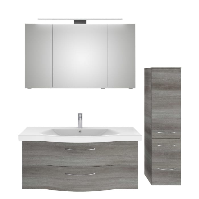 Pelipal Serie 6005 Badmöbel-Set 165,5 cm, inkl. Spiegelschrank und Midischrank