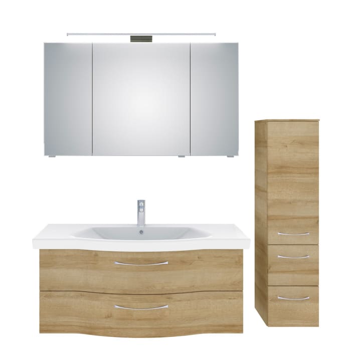 Pelipal Serie 6005 Badmöbel-Set 122 cm, inkl. Spiegelschrank und Midischrank