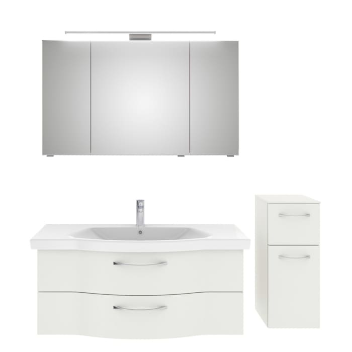 Pelipal Serie 6005 Badmöbel-Set 165,5 cm, inkl. Spiegelschrank und Highboard