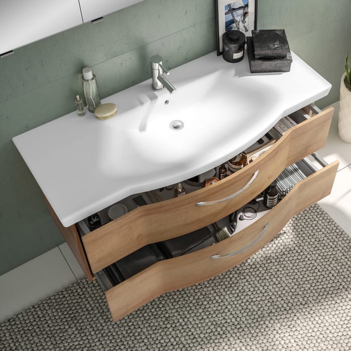 Pelipal Serie 6005 Badmöbel-Set 122 cm, inkl. Spiegelschrank und Midischrank