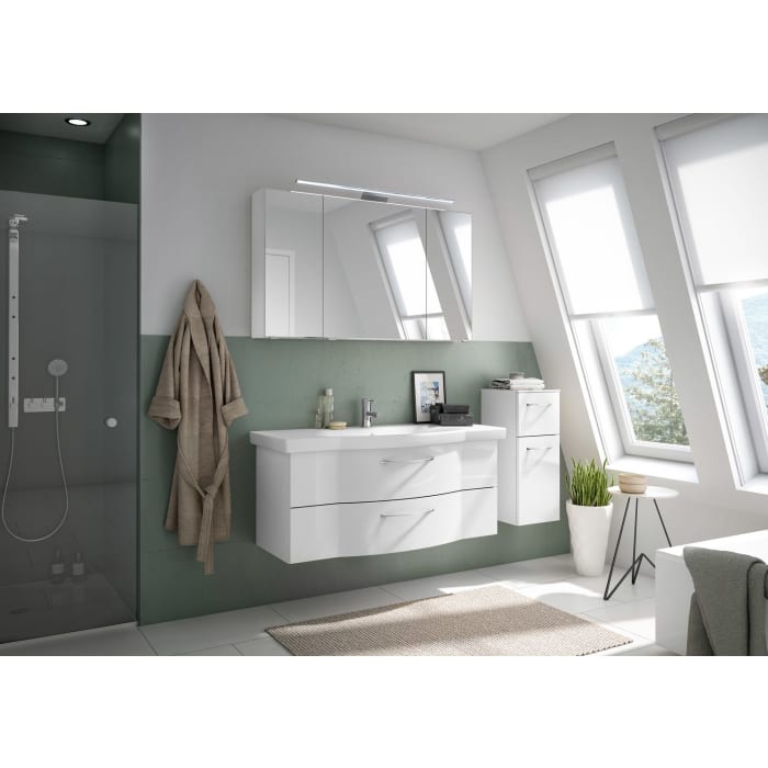 Pelipal Serie 6005 Badmöbel-Set 165,5 cm, inkl. Spiegelschrank und Highboard