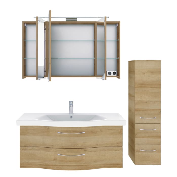 Pelipal Serie 6005 Badmöbel-Set 122 cm, inkl. Spiegelschrank und Midischrank