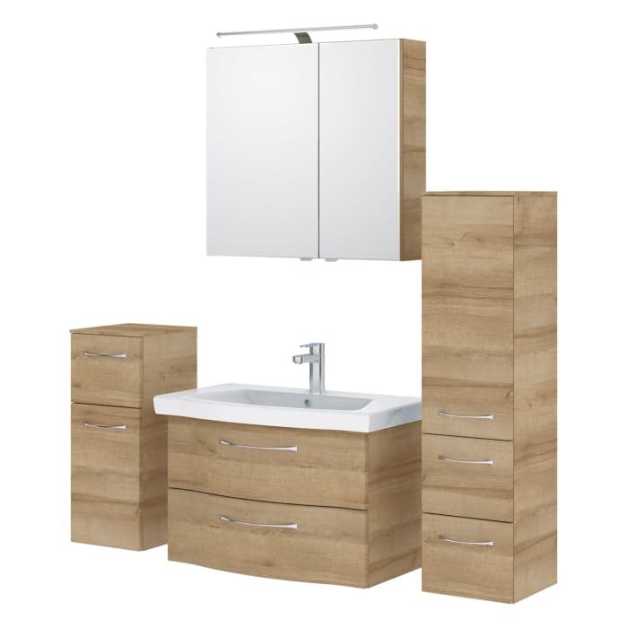 Pelipal Serie 6005 Badmöbel-Set 171 cm, inkl. Spiegelschrank, Highboard und Midischrank