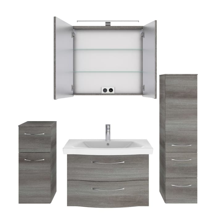 Pelipal Serie 6005 Badmöbel-Set 171 cm, inkl. Spiegelschrank, Highboard und Midischrank
