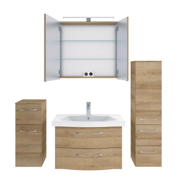 Pelipal Serie 6005 Badmöbel-Set 171 cm, inkl. Spiegelschrank, Highboard und Midischrank