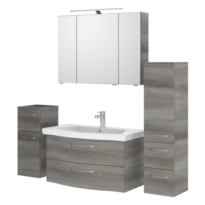 Pelipal Serie 6005 Badmöbel-Set 186 cm, inkl. Spiegelschrank, Highboard und Midischrank