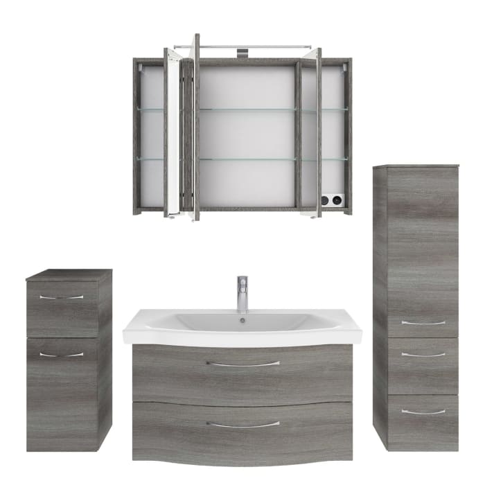 Pelipal Serie 6005 Badmöbel-Set 186 cm, inkl. Spiegelschrank, Highboard und Midischrank