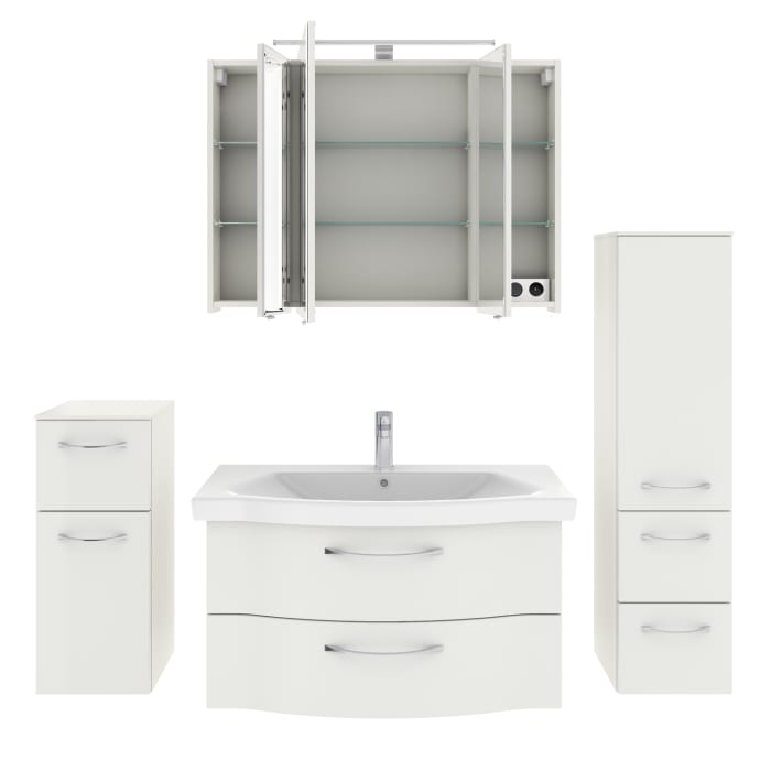 Pelipal Serie 6005 Badmöbel-Set 186 cm, inkl. Spiegelschrank, Highboard und Midischrank