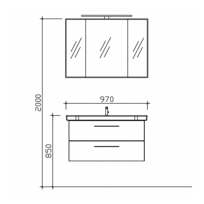 Pelipal Serie 6005 Badmöbel-Set 98 cm, inkl. Spiegelschrank