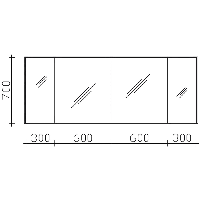 Pelipal Serie 6010 Spiegelschrank 184 x 17,6 x 70,9 cm mit LED-Lichtkranz, Waschplatzbeleuchtung und LED-Profil