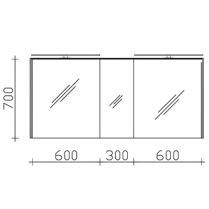 Pelipal Serie 6010 Spiegelschrank 154 x 17,6 x 70,9 cm mit 2 LED Aufsatzleuchten