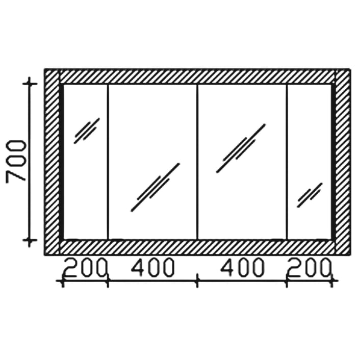 Pelipal PCON LED Einbauspiegelschrank 136,5 x 17 x 83,4 cm 4 Drehtüren