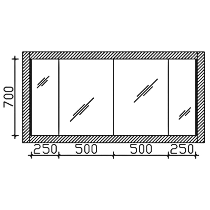 Pelipal PCON LED Einbauspiegelschrank 166,5 x 17 x 83,4 cm 4 Drehtüren