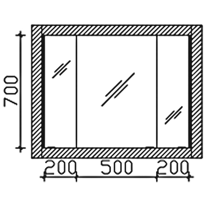 Pelipal PCON LED Einbauspiegelschrank 106,5 x 17 x 83,4 cm 3 Drehtüren