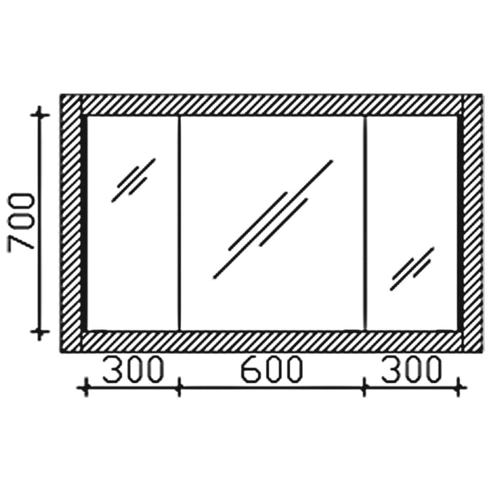 Pelipal PCON LED Einbauspiegelschrank 136,5 x 17 x 83,4 cm 3 Drehtüren
