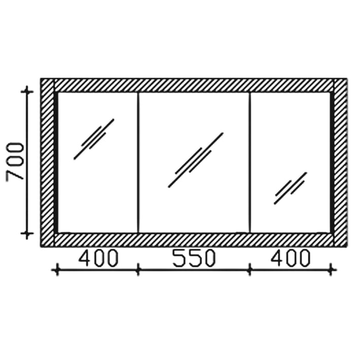 Pelipal PCON LED Einbauspiegelschrank 151,5 x 17 x 83,4 cm 3 Drehtüren