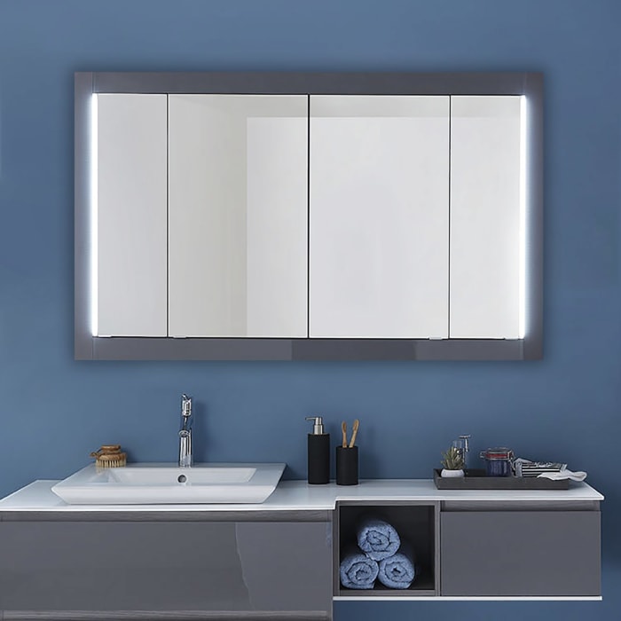 Pelipal PCON LED Einbauspiegelschrank 146,5 x 17 x 83,4 cm 4 Drehtüren