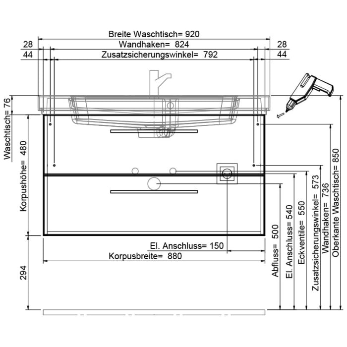 Pelipal Balto Waschtischkombination 92,5 cm