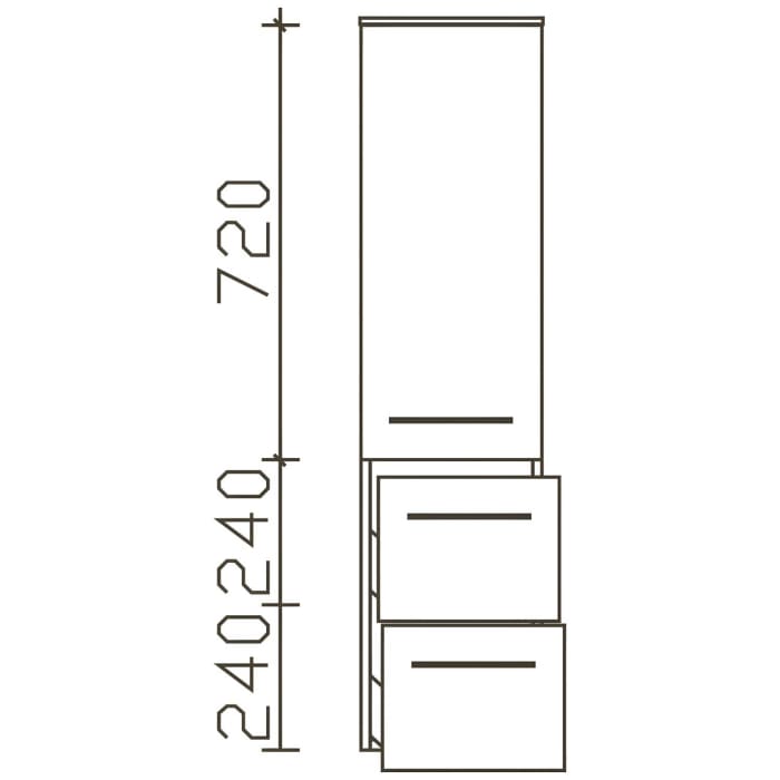 Pelipal Serie 6005 Midischrank 30 x 121 cm mit 1 Drehtür und 2 Auszügen