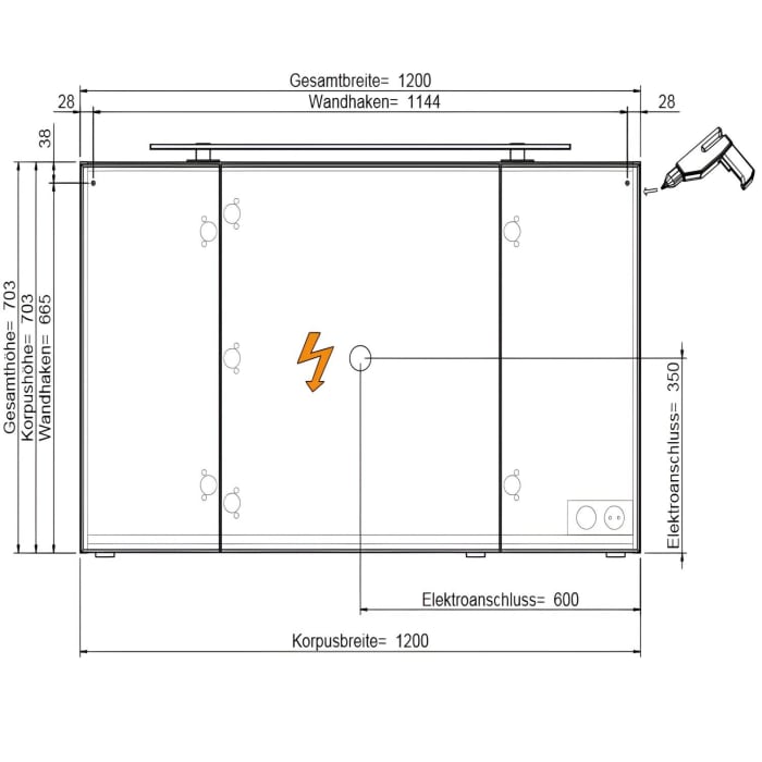 Pelipal Serie 6005 Spiegelschrank 120 cm mit LED-Aufsatzleuchte