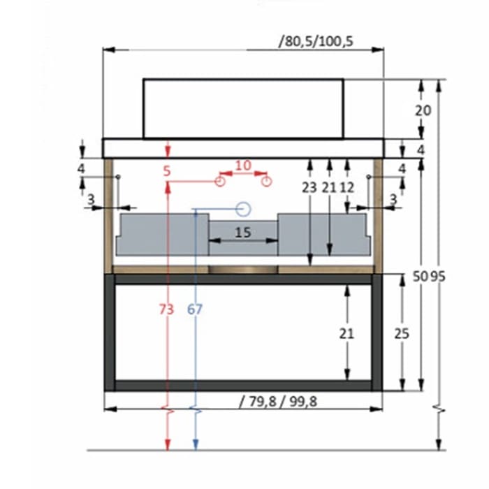pianura Giulia Waschtisch mit Unterschrank 80,5 cm