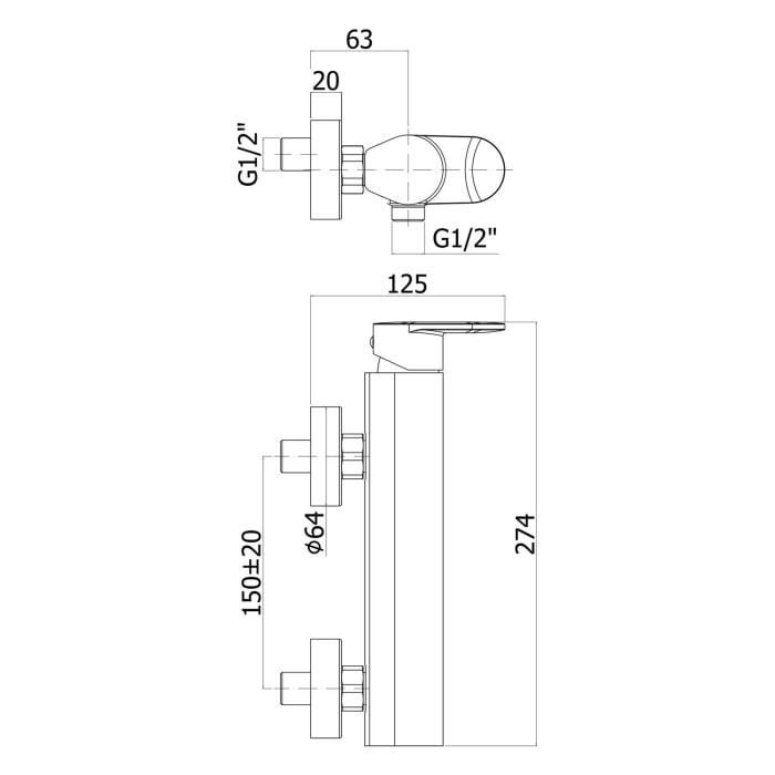 pianura Aora Brause-Einhebelmischer Aufputz mit Brauseanschluss