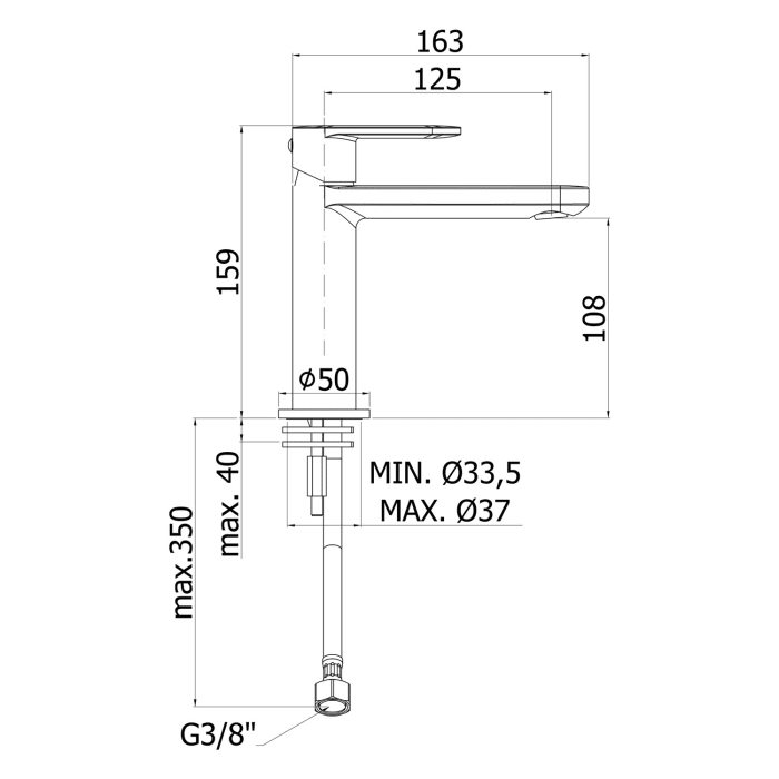 pianura Aora Waschtisch-Einhebelmischer, wassersparend