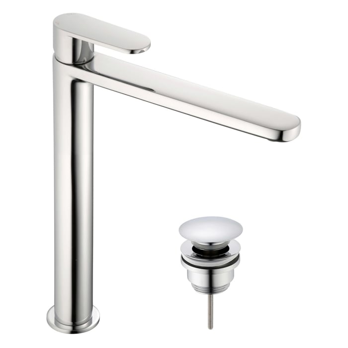 pianura Aora Waschtisch-Einhebelmischer, wassersparend XXL inkl. Pop Up Ablaufventil