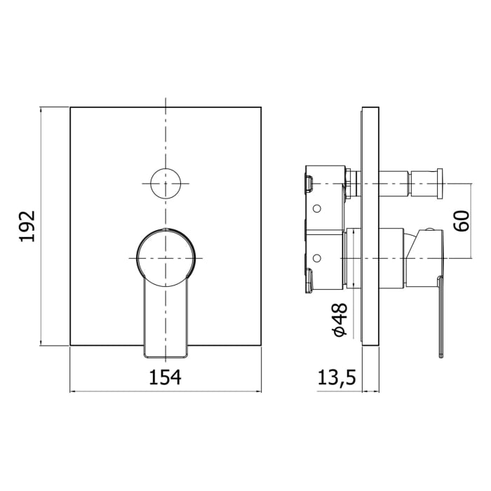 pianura Giulia Badewannen-/Brause-Einhebelmischer Unterputz für 2 Verbraucher