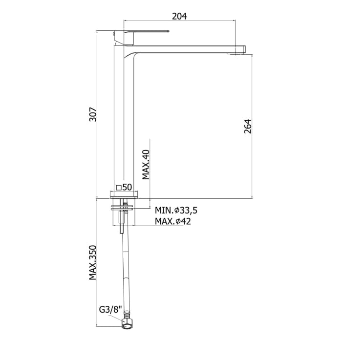pianura Giulia Waschtisch-Einhebelmischer, wassersparend XXL