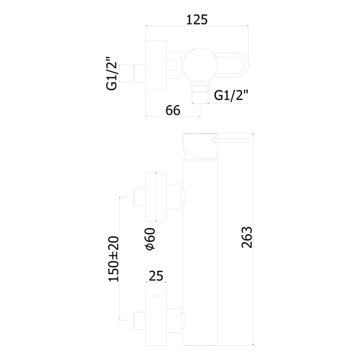 pianura Stella Brause-Einhebelmischer Aufputz mit Brauseanschluss