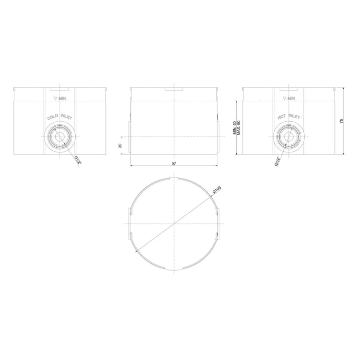 pianura Stella freistehende Wannenarmatur mit Grundkörper für Bodenmontage