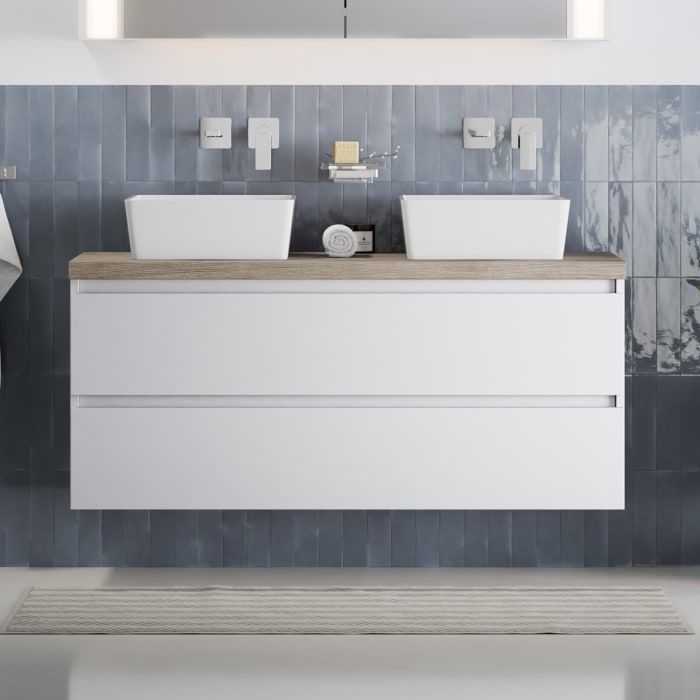 pianura Stella Waschtischunterschrank 120,5 cm mit Doppel-Aufsatzwaschtisch Sole