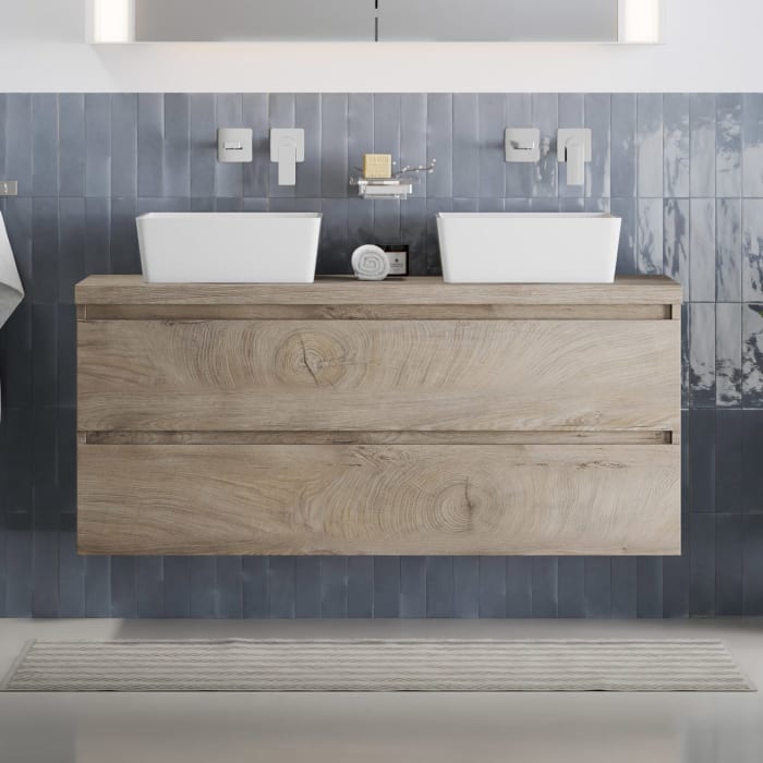 pianura Stella Waschtischunterschrank 120,5 cm mit Doppel-Aufsatzwaschtisch Sole