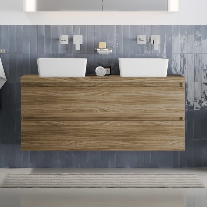 pianura Stella Waschtischunterschrank 140,5 cm mit Doppel-Aufsatzwaschtisch Sole