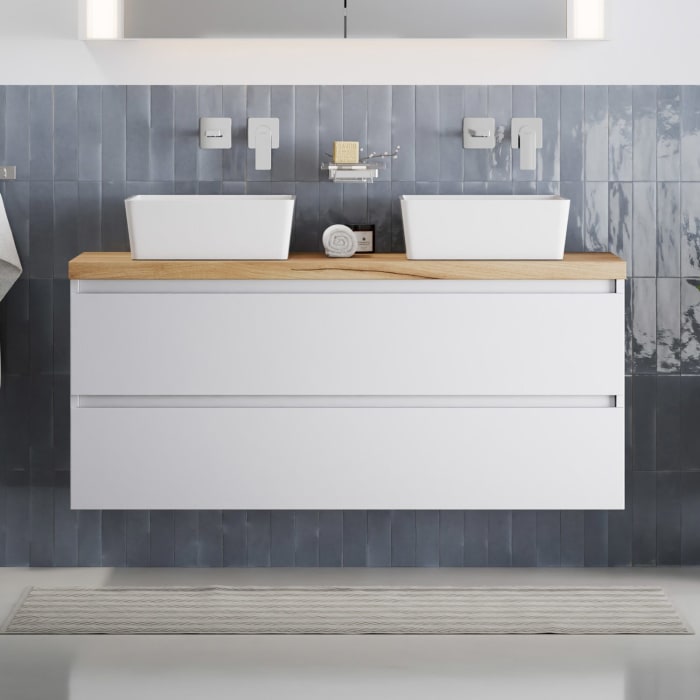 pianura Stella Waschtischunterschrank 140,5 cm mit Doppel-Aufsatzwaschtisch Sole