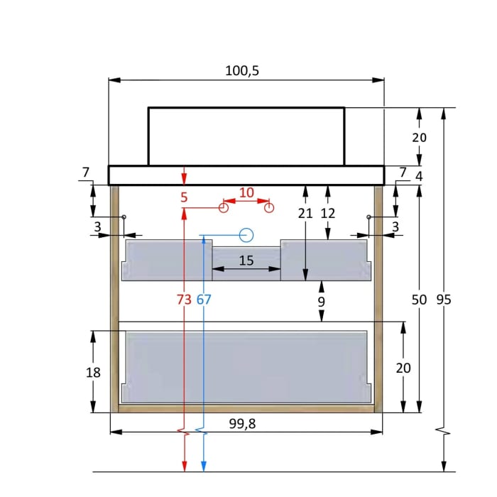 pianura Stella Waschtischunterschrank 100,5 cm mit Aufsatzwaschtisch Sole