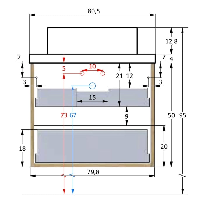 pianura Stella Waschtischunterschrank 80,5 cm mit Aufsatzwaschtisch Emma