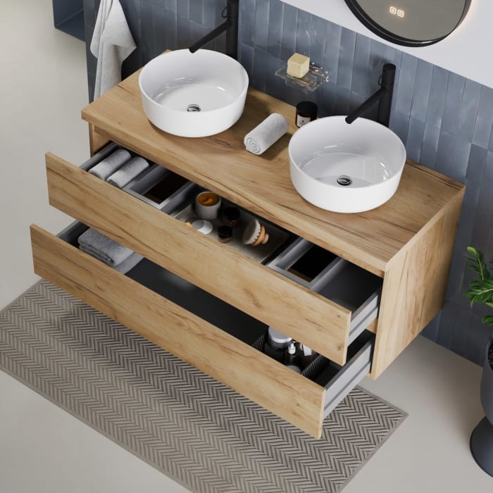 pianura Stella Waschtischunterschrank 120,5 cm mit Doppel-Aufsatzwaschtisch Dante