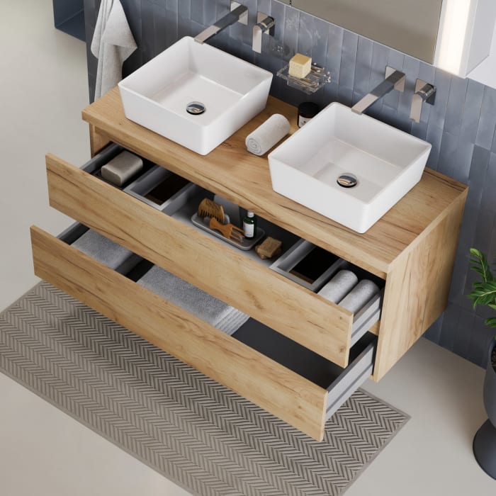 pianura Stella Waschtischunterschrank 120,5 cm mit Doppel-Aufsatzwaschtisch Sole