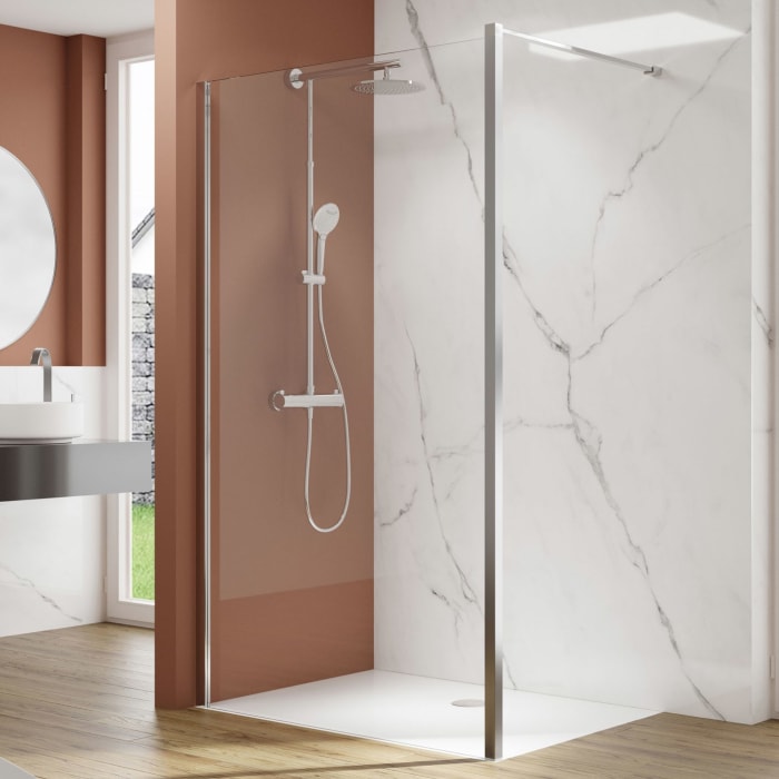 pianura Viola Walk-In Glaselement mit Wand- oder Deckenstütze 120 x 200 cm