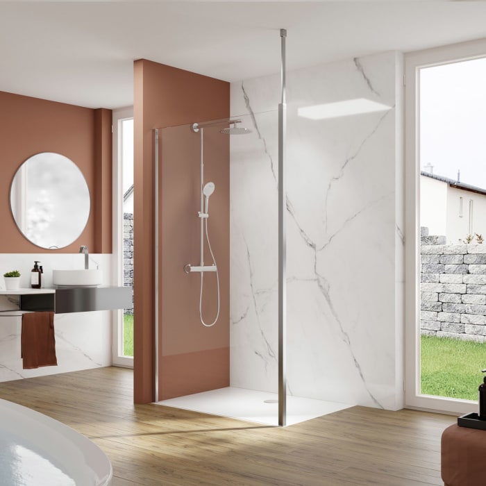 pianura Viola Walk-In Glaselement mit Wand- oder Deckenstütze 100 x 200 cm