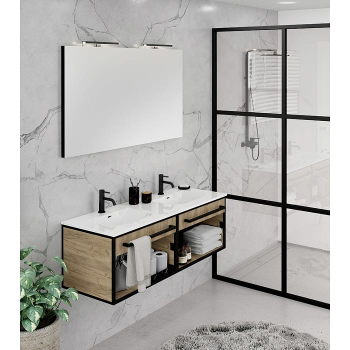 pianura Giulia Badmöbel Set 121 cm mit LED-Lichtspiegel