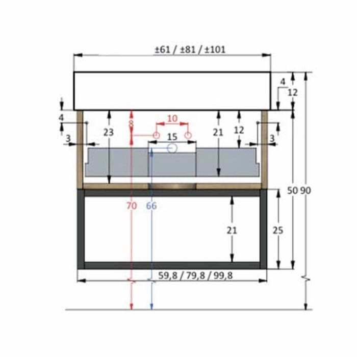 pianura Giulia Badmöbel Set 61 cm mit LED-Lichtspiegel, mit 1 Hahnloch
