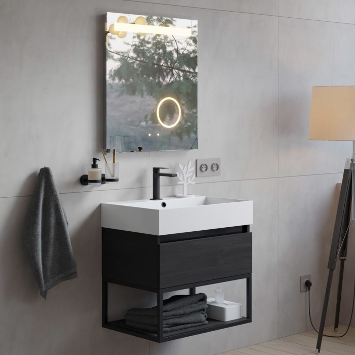 pianura Giulia Badmöbel Set 61 cm mit LED-Lichtspiegel, mit 1 Hahnloch