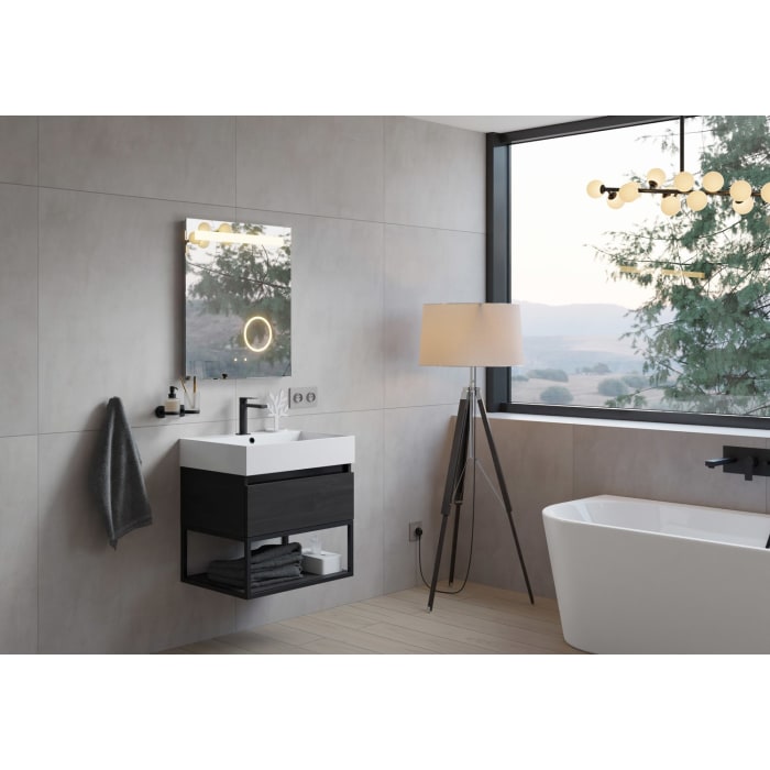 pianura Giulia Badmöbel Set 61 cm mit LED-Lichtspiegel, mit 1 Hahnloch