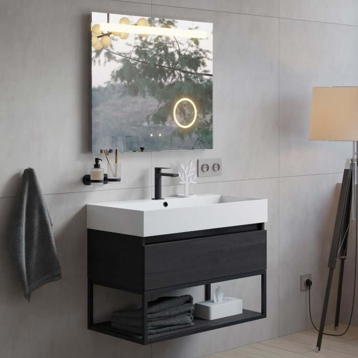 pianura Giulia Badmöbel Set 81 cm mit LED-Lichtspiegel, mit 1 Hahnloch