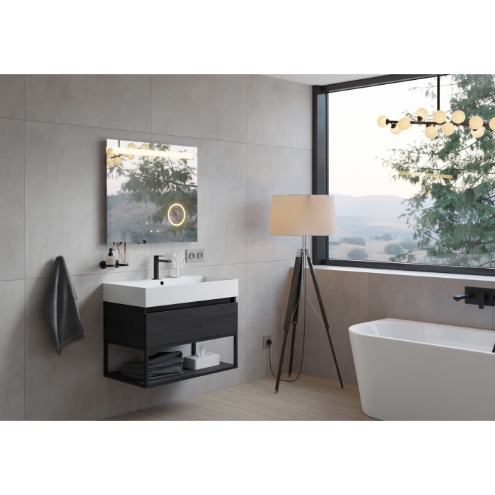 pianura Giulia Badmöbel Set 81 cm mit LED-Lichtspiegel, mit 1 Hahnloch